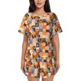 thumbnail image 1 of KLL Cat Paws Print Pajama Set for Women Short Sleeve Sleepwear Pjs Soft 2 Piece Lounge Sleepwear Sets-4X-Large, 1 of 6
