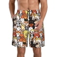 thumbnail image 1 of KLL Cats & Dogs Group Men's Casual Summer Beach Shorts Hawaiian Shorts with Pockets-Large, 1 of 5