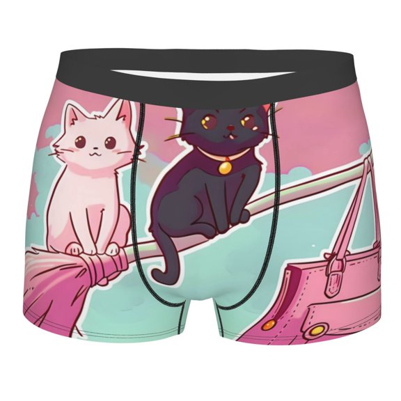 KLL Cats On Broomstick Men's Cotton Boxer Briefs Underwear-X-Large