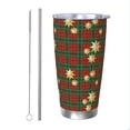 thumbnail image 1 of KLL Checkered With Golden Stars Print 40oz Stainless Steel Insulated Car Cup with Spillproof Lid - Keep Your Drink Hot or Cold on the Go-Straw Two-piece Set, 1 of 8