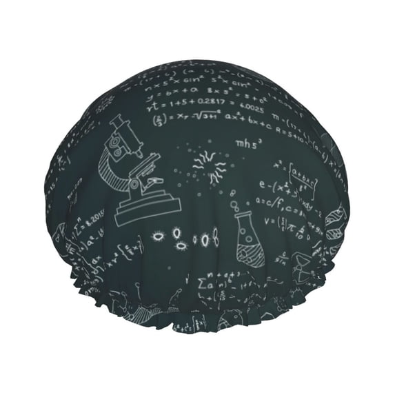 KLL Chemical Pattern Shower Cap & Bath Cap for Women,Reversible Oversized Waterproof Shower Caps for all Hair Lengths,Elastic Reusable Bathing Hair Cap