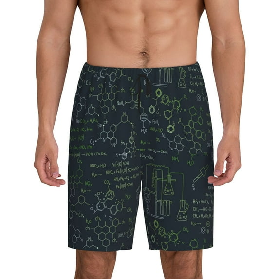 KLL Chemistry Formulas 2 for Men's 1-Pack Shorts,Sleep Pajama Shorts for Men Soft Pj Shorts Men's Pajama Bottoms Sleepwear -XX-Large