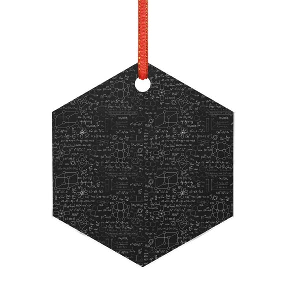 KLL Chemistry Formulas 3 Pattern Acrylic Christmas Ornaments,1 PCS Xmas Tree Decor with Ribbon 3" Christmas Décor Christmas Pendant for Hanging on Tree & Party Favors-Hexagon