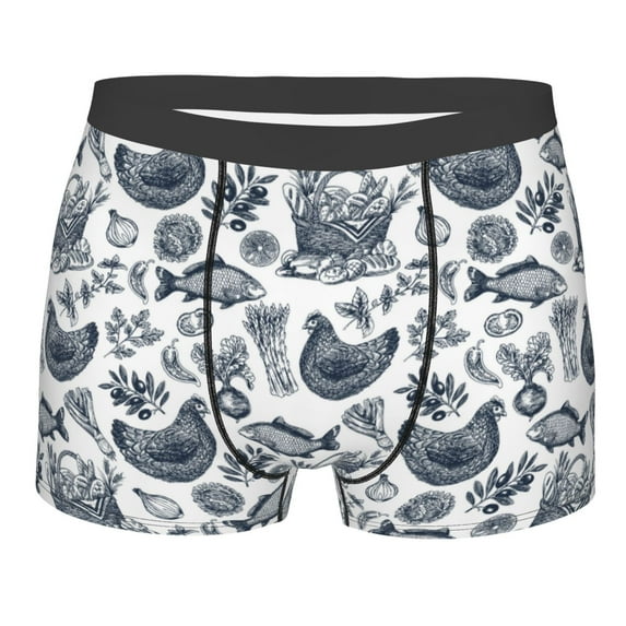 KLL Chicken And Fish Men's Cotton Boxer Briefs Underwear-Medium