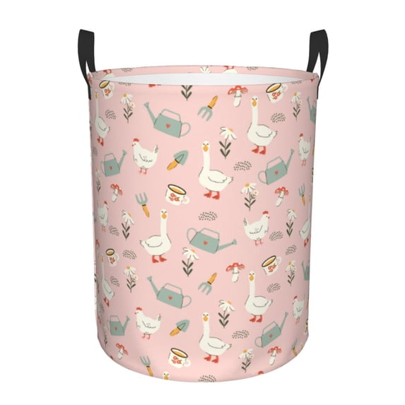 KLL Chicken And Goose Waterproof Foldable Laundry Hamper Bucket with Handles for Storage Bin,Kids Room,Home Organizer (Medium )