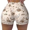 thumbnail image 1 of KLL Chicken With Floral Pattern Workout Shorts for Women Scrunch Short Gym Yoga Running Sport Active Exercise Fitness Shorts, 1 of 5