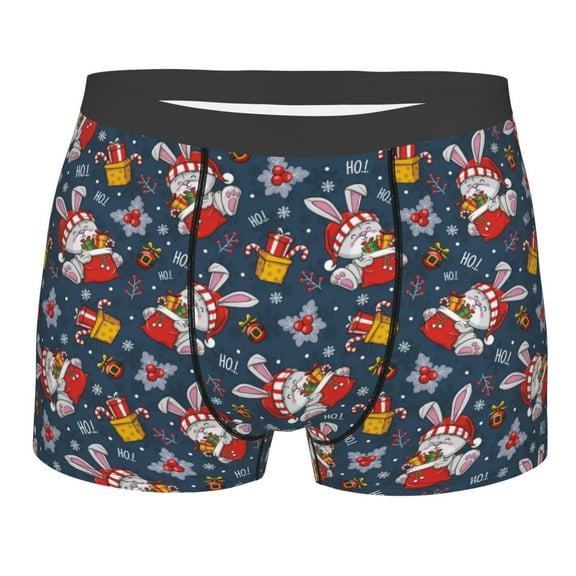 KLL Christmas Bunny A Men's Cotton Boxer Briefs Underwear-X-Large