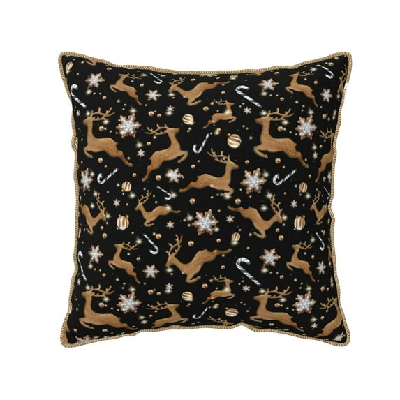 KLL Christmas Cookie Reindeer Decorative Throw Pillow Covers Velvet Soft for Couch Sofa Bedroom Living Room Outdoor (No pillow core)- 18"x18"