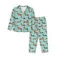 thumbnail image 1 of KLL Christmas Dachshund Print Women's Long Sleeve Pajamas with Pants Sleepwear Loungewear 2 Set-, 1 of 7