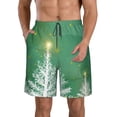thumbnail image 1 of KLL Christmas Green Men's Casual Summer Beach Shorts Hawaiian Shorts with Pockets-XX-Large, 1 of 5