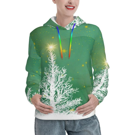 KLL Christmas Green for Womens Pullover Hoodie with Pocket Hooded Long Sleeve Shirts Sweatshirt for Women-Large