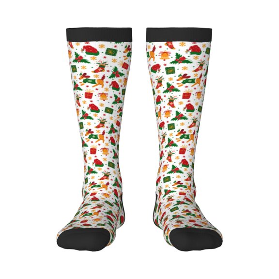 KLL Christmas Hat Cute Puppy Print Cool Socks Men's Women's Crew Socks Funny Crazy Novelty Stockings