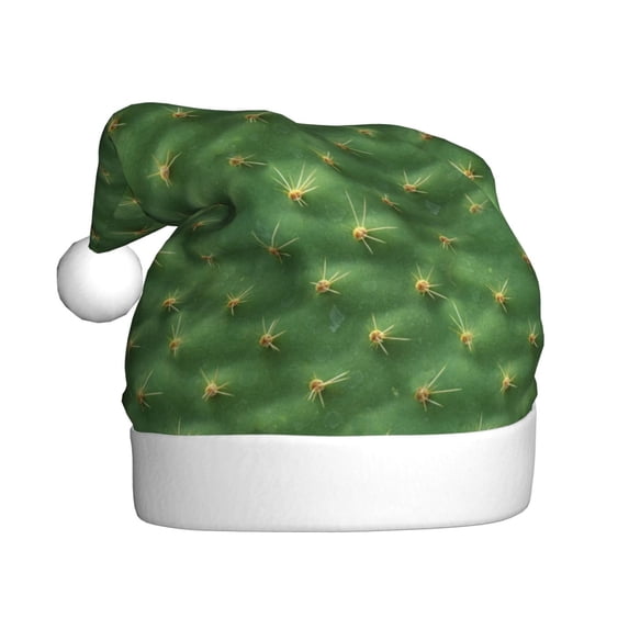 KLL Christmas Hats for Adults Plush Cactus 3 Print Santa Hat Xmas Fluffy Santa Claus Hat for Women Men