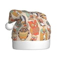 thumbnail image 1 of KLL Christmas Hats for Adults Plush Colorful Owls Print Santa Hat Xmas Fluffy Santa Claus Hat for Women Men, 1 of 6