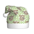 thumbnail image 1 of KLL Christmas Hats for Adults Plush Cute Animal Sloth On A Branch Print Santa Hat Xmas Fluffy Santa Claus Hat for Women Men, 1 of 6