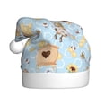 thumbnail image 1 of KLL Christmas Hats for Adults Plush Cute Gnome Bee Collects Honey Print Santa Hat Xmas Fluffy Santa Claus Hat for Women Men, 1 of 6