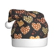 thumbnail image 1 of KLL Christmas Hats for Adults Plush Heart Print Santa Hat Xmas Fluffy Santa Claus Hat for Women Men, 1 of 6