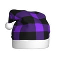 thumbnail image 1 of KLL Christmas Hats for Adults Plush Purple Buffalo Plaid Print Santa Hat Xmas Fluffy Santa Claus Hat for Women Men, 1 of 6