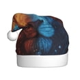 thumbnail image 1 of KLL Christmas Hats for Adults Plush Red And Blue Fire Lion Print Santa Hat Xmas Fluffy Santa Claus Hat for Women Men, 1 of 6