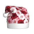 thumbnail image 1 of KLL Christmas Hats for Adults Plush Rose Print Santa Hat Xmas Fluffy Santa Claus Hat for Women Men, 1 of 6
