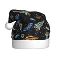 thumbnail image 1 of KLL Christmas Hats for Adults Plush Space Rocket Print Santa Hat Xmas Fluffy Santa Claus Hat for Women Men, 1 of 6
