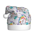 thumbnail image 1 of KLL Christmas Hats for Adults Plush Unicorn DoingYoga Print Santa Hat Xmas Fluffy Santa Claus Hat for Women Men, 1 of 6