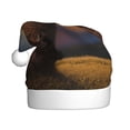 thumbnail image 1 of KLL Christmas Hats for Adults Plush Yak Print Santa Hat Xmas Fluffy Santa Claus Hat for Women Men, 1 of 6