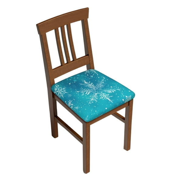 KLL Christmas Snow Pattern Seat Covers for Dining Room Chairs,Washable Chair Seat Chair Covers Seat Protector-Four Pieces