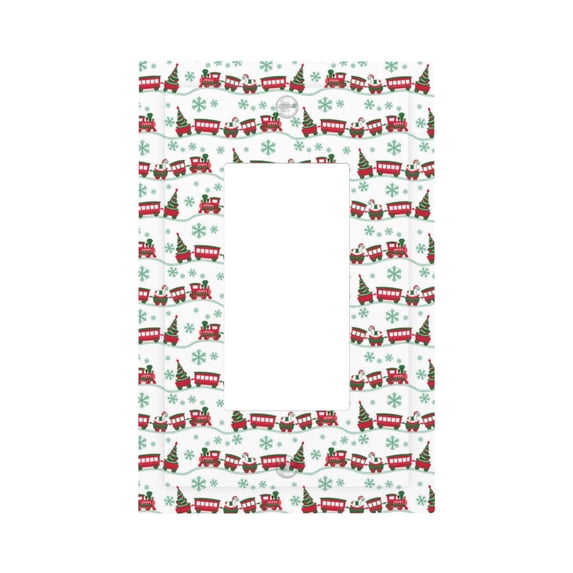 KLL Christmas Train Pattern Electrical Outlet Covers, 3" x 5" 1 Pack Electric Receptacle Plug Covers for Decorator Receptacle Outlet & Switch-Style U