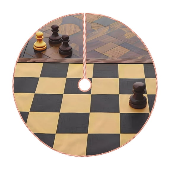KLL Christmas Tree Skirt,Party Decorations Farmhouse for Christmas Decorations Holiday Party 30" -Chess Board With Pawns