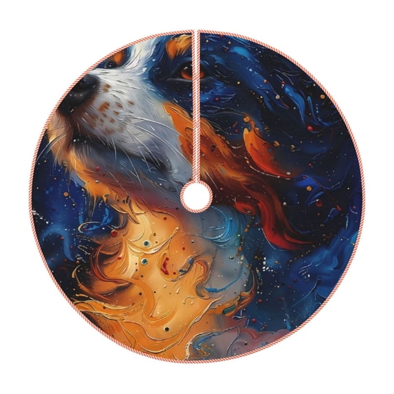 KLL Christmas Tree Skirt,Party Decorations Farmhouse for Christmas Decorations Holiday Party 30" -Cosmic Dog Starry Night