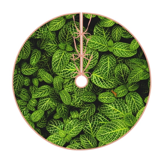 KLL Christmas Tree Skirt,Party Decorations Farmhouse for Christmas Decorations Holiday Party 30" -Tiny Green Fern Leaves