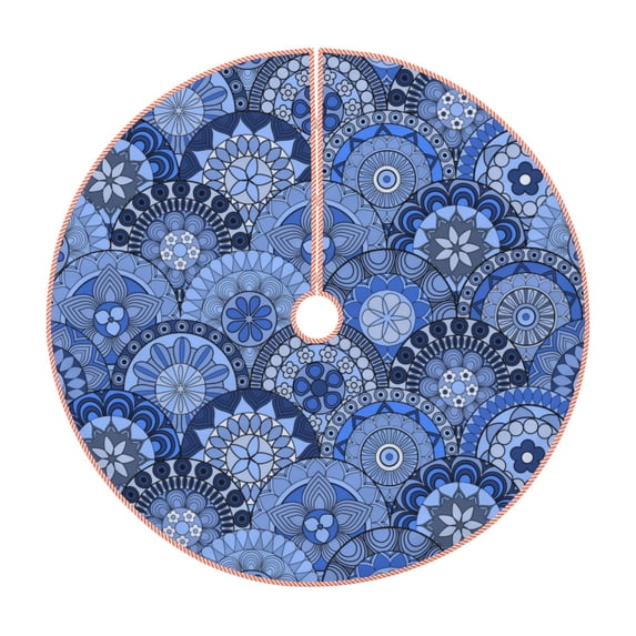 KLL Christmas Tree Skirt,Party Decorations Farmhouse for Christmas Decorations Holiday Party 48" -Blue Mandala Harmony