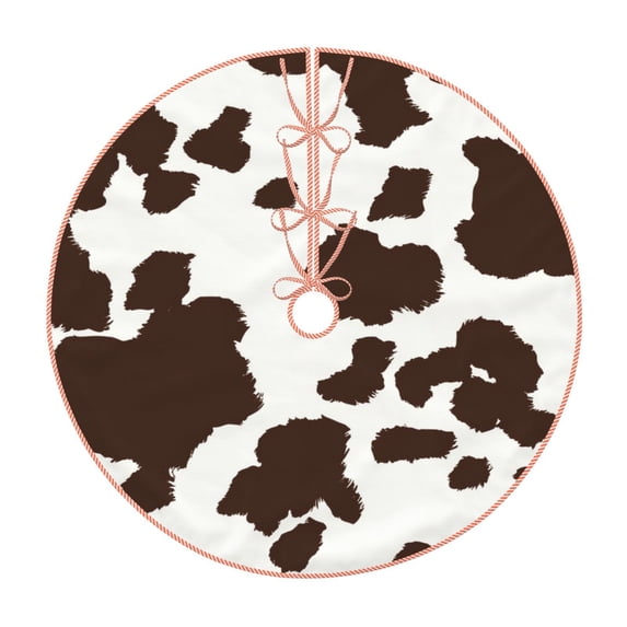 KLL Christmas Tree Skirt,Party Decorations Farmhouse for Christmas Decorations Holiday Party 48" -Brown Cow
