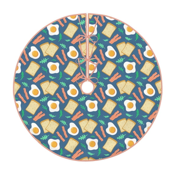 KLL Christmas Tree Skirt,Party Decorations Farmhouse for Christmas Decorations Holiday Party 48" -Eggs Toast Bacon And Arugula