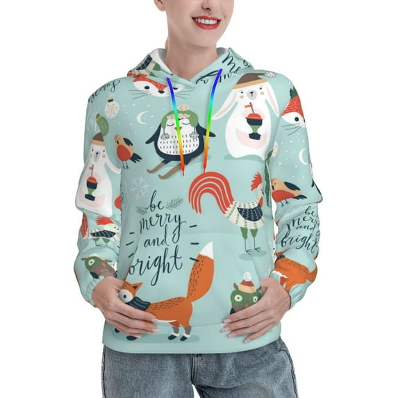 KLL Christmas Winter Animals for Womens Pullover Hoodie with Pocket Hooded Long Sleeve Shirts Sweatshirt for Women-XX-Large