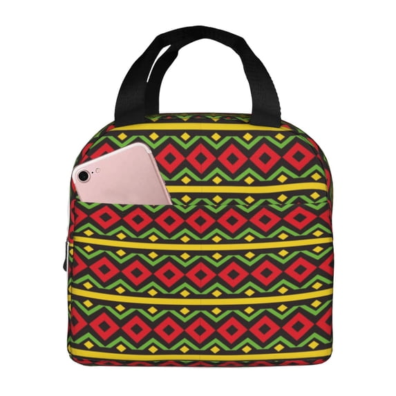 KLL Classic Color Music Print Insulated Lunch Bag Women, Reusable Cute Tote Lunch Box for Adult & Men, Leakproof Cooler Lunch Bags for Work Office Travel Picnic