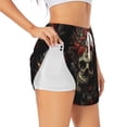 thumbnail image 1 of KLL Classical Rose Crown Skull Pattern Shorts Women,Athletic Shorts High Waisted Running Shorts Pocket Sporty Short Gym Elastic Workout Shorts-Small, 1 of 7