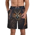 thumbnail image 1 of KLL Classical Style Brown Owl Men's Casual Summer Beach Shorts Hawaiian Shorts with Pockets-X-Large, 1 of 5