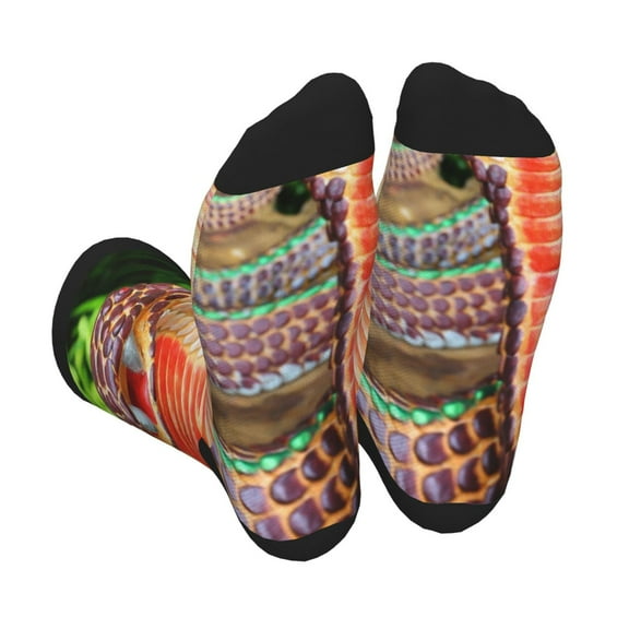 KLL Cobra Snake Print Cool Socks Men's Women's Crew Socks Funny Crazy Novelty Stockings