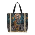 thumbnail image 1 of KLL Coffee-Drinking Skull Pattern Aesthetic Tote Bag for Women Beach Bag Shopping Bags Shoulder Bag Reusable Grocery Bags, 1 of 5