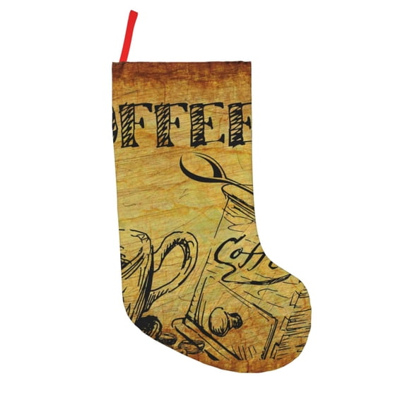 KLL Coffee Vintage for 18" Christmas Stocking Snowman Xmas Stocking Holiday Christmas Decoration Gifts for Family Kids