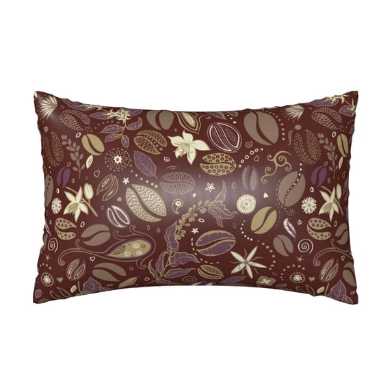KLL Coffee and Flowers Pattern Silk Pillowcase for Hair and Skin Standard Size 20"X 30" Soft Breathable Pillow Covers for Sleeping