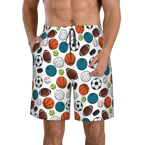 KLL Color Balls Men's Casual Summer Beach Shorts Hawaiian Shorts with Pockets-Medium