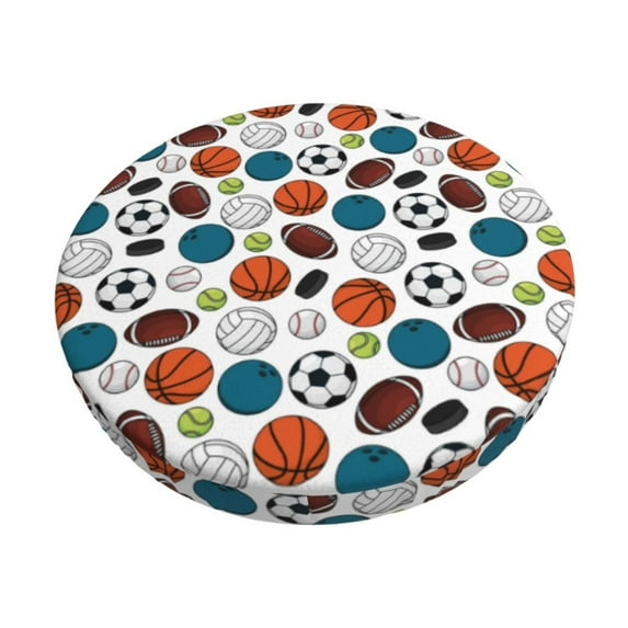 KLL Color Balls Round Bar Chair Cushion Cover ,Bar Stool Protector with Elastic, Soft Washable