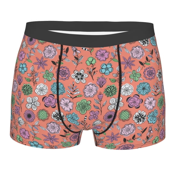 KLL Color Flowers Men's Cotton Boxer Briefs Underwear-Large