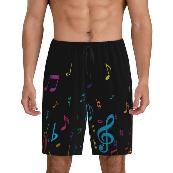 KLL Color Musical Notes for Men's 1-Pack Shorts,Sleep Pajama Shorts for Men Soft Pj Shorts Men's Pajama Bottoms Sleepwear -Medium