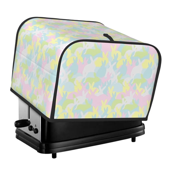 KLL Color Rabbit Print 4 Slice Toaster Dust Covers Kitchen Small Appliance Cover with 2 Pockets,Can hold Jam Spreader Knife & Toaster Tongs (12.4 x 10.6 x 8.2)