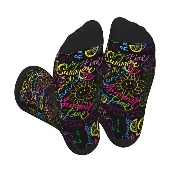 KLL Color Summer Print Cool Socks Men's Women's Crew Socks Funny Crazy Novelty Stockings