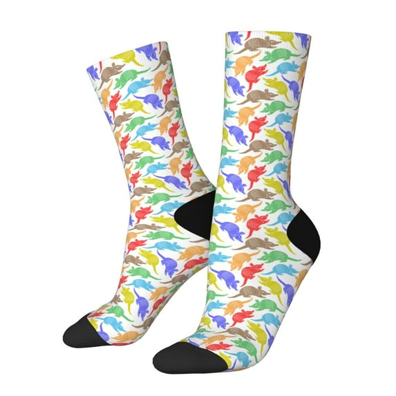 KLL Colored Armadillos Print Cool Socks Men's Women's Crew Socks Funny Crazy Novelty Stockings